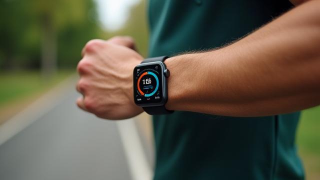 Person tracking workout progress on a smartwatch